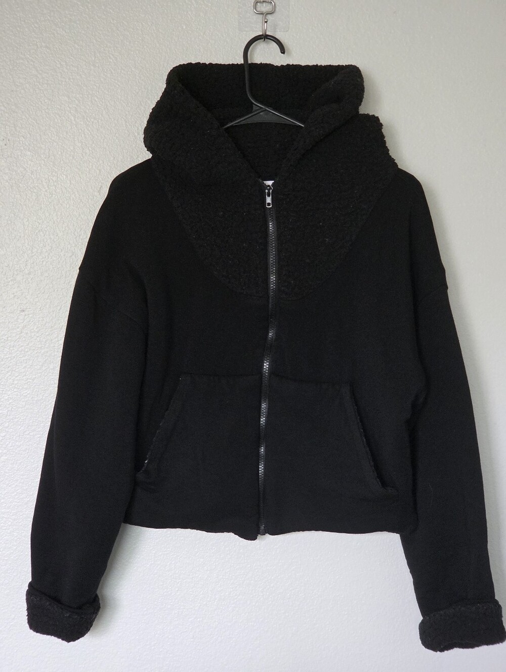 Selkie Black Cuddle Teddy-Lined Zip Hoodie Jacket